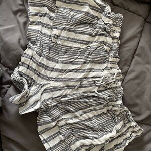 Striped Gray and White Women's Shorts